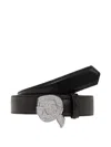 Karl Lagerfeld Embellished-buckle Belt In Black