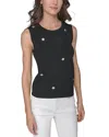 Karl Lagerfeld Embellished Knit Top In Black