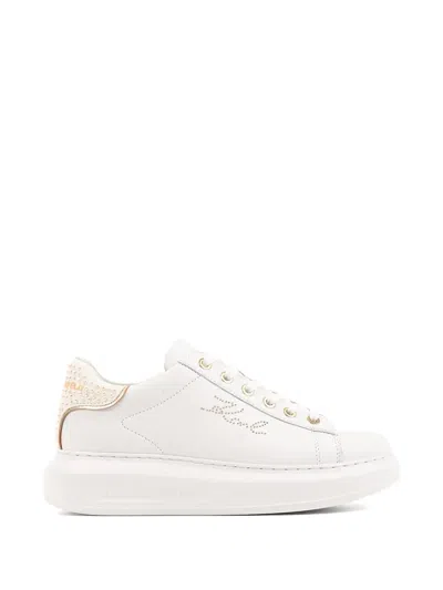 Karl Lagerfeld Embellished Logo Sneakers In White