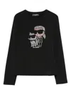 Karl Lagerfeld Embellished Long-sleeve T-shirt In Black