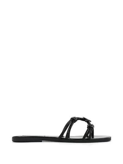 Karl Lagerfeld Embellished Multi-strap Sandals In Black