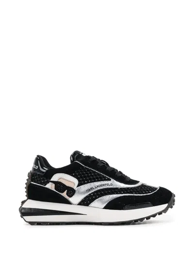 Karl Lagerfeld Embellished Panelled Sneakers In Black