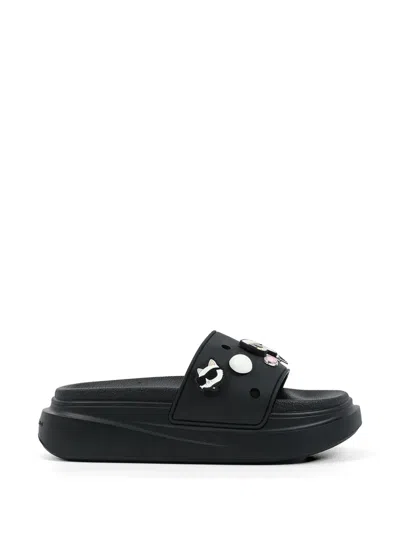 Karl Lagerfeld Embellished Platform Slides In Black