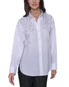 Karl Lagerfeld Embellished Poplin Blouse In White