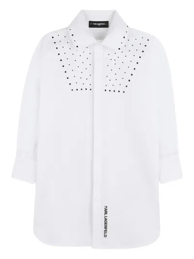 Karl Lagerfeld Kids' Embellished Shirt Dress In White