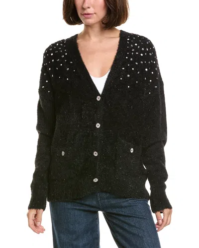 Karl Lagerfeld Embellished Shoulder Cardigan In Black
