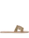Karl Lagerfeld Embellished Slide Sandals In Gold