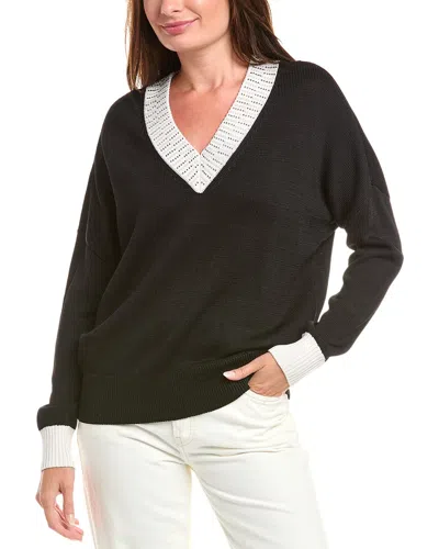 Karl Lagerfeld Embellished V-neck Sweater In Black