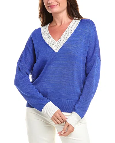Karl Lagerfeld Embellished V-neck Sweater In Blue