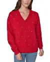 Karl Lagerfeld V-neck Diamond Pattern Sweater In Red