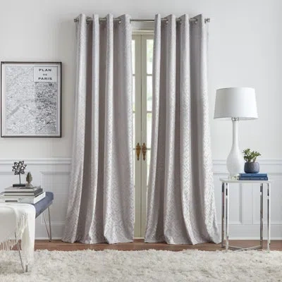 Karl Lagerfeld Embossed Blackout 95" Grommet Lined Silver Curtain Panel Pair (set Of 2)