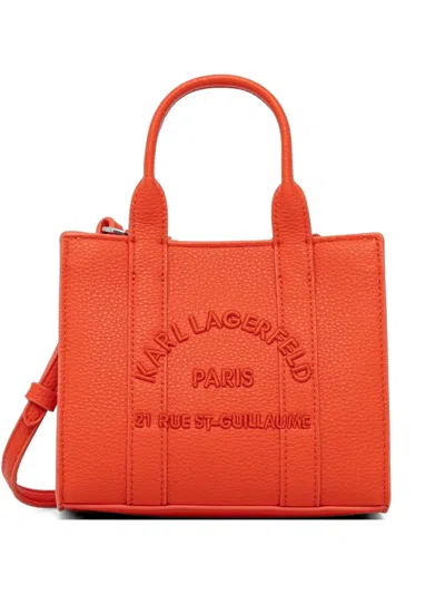 Karl Lagerfeld Embossed-logio Tote Bag In Orange