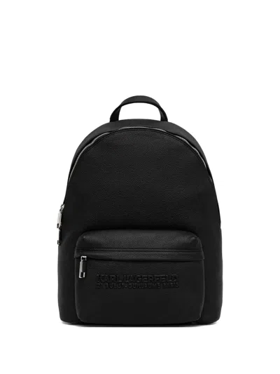 Karl Lagerfeld Embossed-logo Backpack In Black