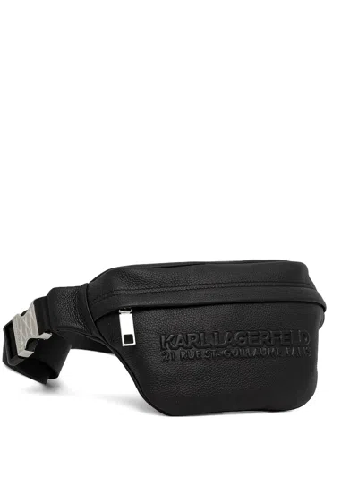 Karl Lagerfeld Embossed-logo Belt Bag In Black