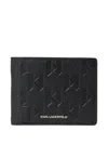 Karl Lagerfeld K/loom Leather Bi-fold Wallet In Black