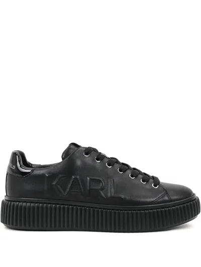 Karl Lagerfeld Embossed Logo Platform Sneakers In Black