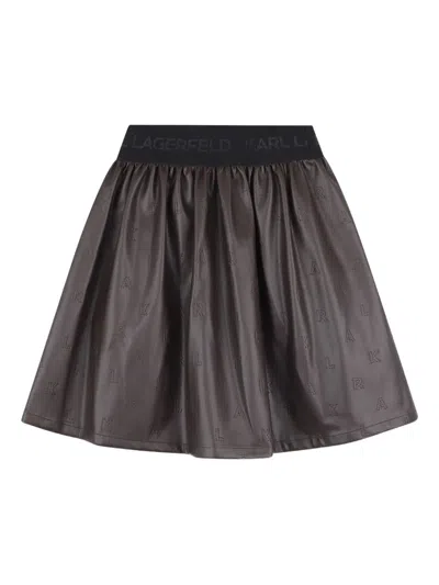 Karl Lagerfeld Kids' Embossed-logo Skater Skirt In Black