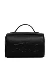 Karl Lagerfeld Embossed-logo Top Handle Make Up Bag In Black