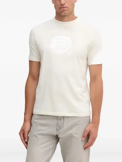Karl Lagerfeld Embossed-logo T-shirt In Neutral
