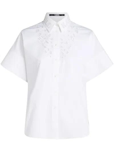 Karl Lagerfeld Embroidered Button-up Shirt In Weiss