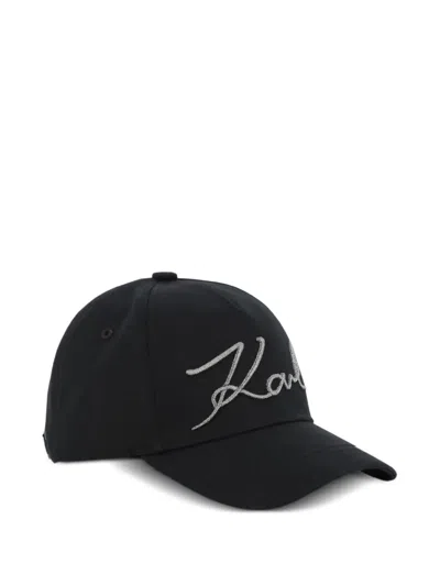 Karl Lagerfeld Kids' Embroidered Cap In Black