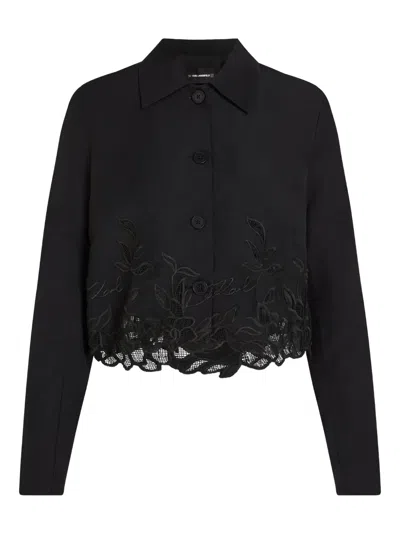 Karl Lagerfeld Embroidered Cropped Jacket