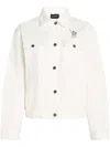 Karl Lagerfeld Embroidered Denim Jacket In White