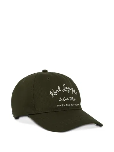 Karl Lagerfeld Embroidered-detail Baseball Cap In Green