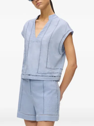 Karl Lagerfeld Embroidered-detail Blouse In Blue