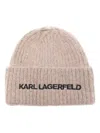 Karl Lagerfeld Embroidered-logo Beanie Hat In Grey