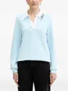 Karl Lagerfeld Embroidered-logo Collar Polo Shirt In Blue