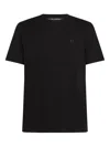 Karl Lagerfeld Embroidered-logo Crew-neck T-shirt In Black