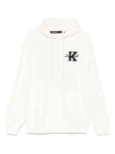 Karl Lagerfeld Embroidered-logo Hoodie In White