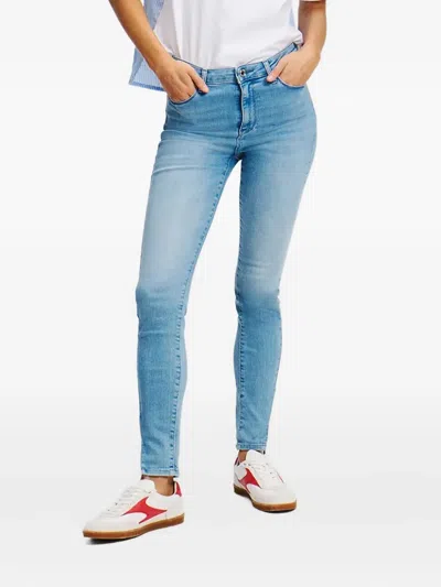Karl Lagerfeld Embroidered Logo Jeans In Blue