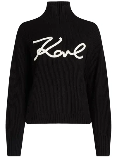 KARL LAGERFELD SIGNATURE SOUTACHE KNITTED TOP