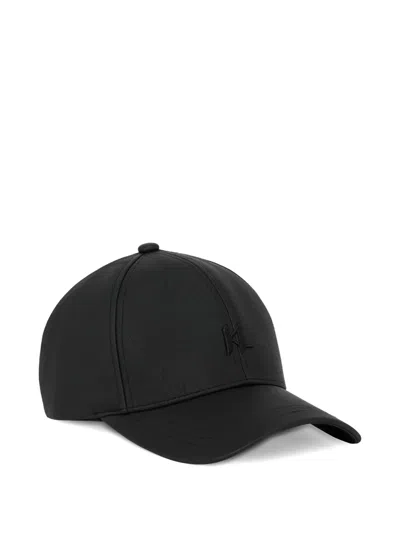 Karl Lagerfeld Embroidered-logo Leather Cap In Black