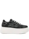 Karl Lagerfeld Embroidered-logo Platform Sneakers In Black