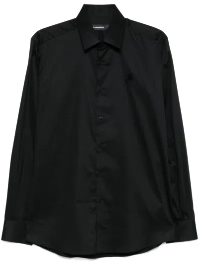 Karl Lagerfeld Embroidered-logo Shirt In 黑色