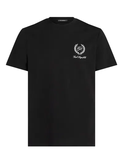 KARL LAGERFELD EMBROIDERED-LOGO T-SHIRT