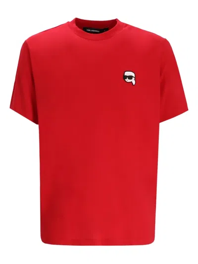 Karl Lagerfeld Ikon Patch T-shirt In Red