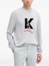 Karl Lagerfeld Embroidered Long-sleeves Sweater In Gray