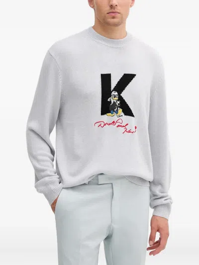 Karl Lagerfeld Embroidered Long-sleeves Sweater In Gray