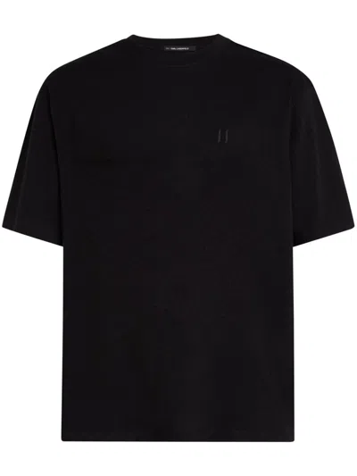 Karl Lagerfeld Embroidered-monogram T-shirt In Black