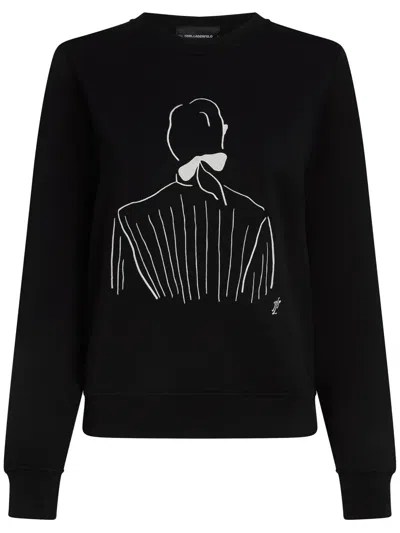 Karl Lagerfeld Embroidered Sweatshirt In Black