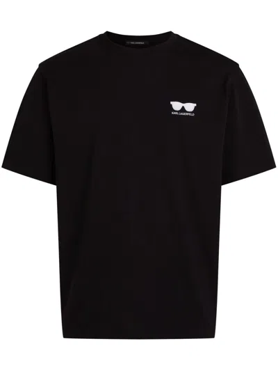 Karl Lagerfeld Embroidered T-shirt In Black