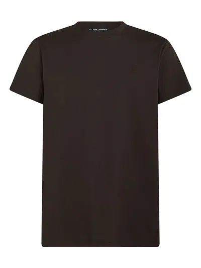 Karl Lagerfeld Embroidered T-shirt In Black