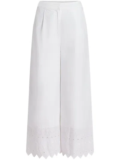 Karl Lagerfeld Embroidered Trousers In Soft White