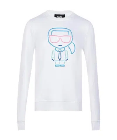 Karl Lagerfeld Embroidered Velvet Hoodie In White