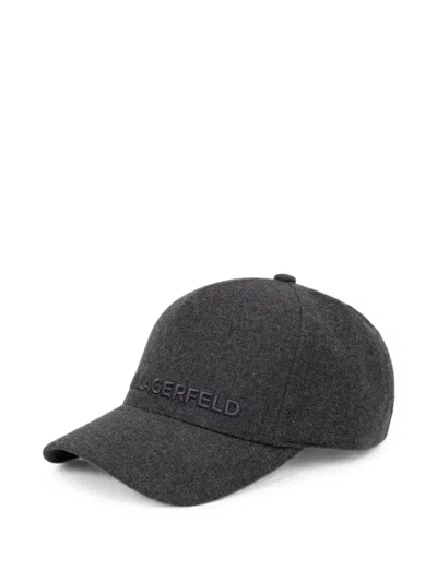 Karl Lagerfeld Embroidered-logo Baseball Cap In Gray