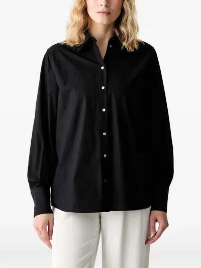 Karl Lagerfeld Embroidered-logo Button-up Shirt In Black